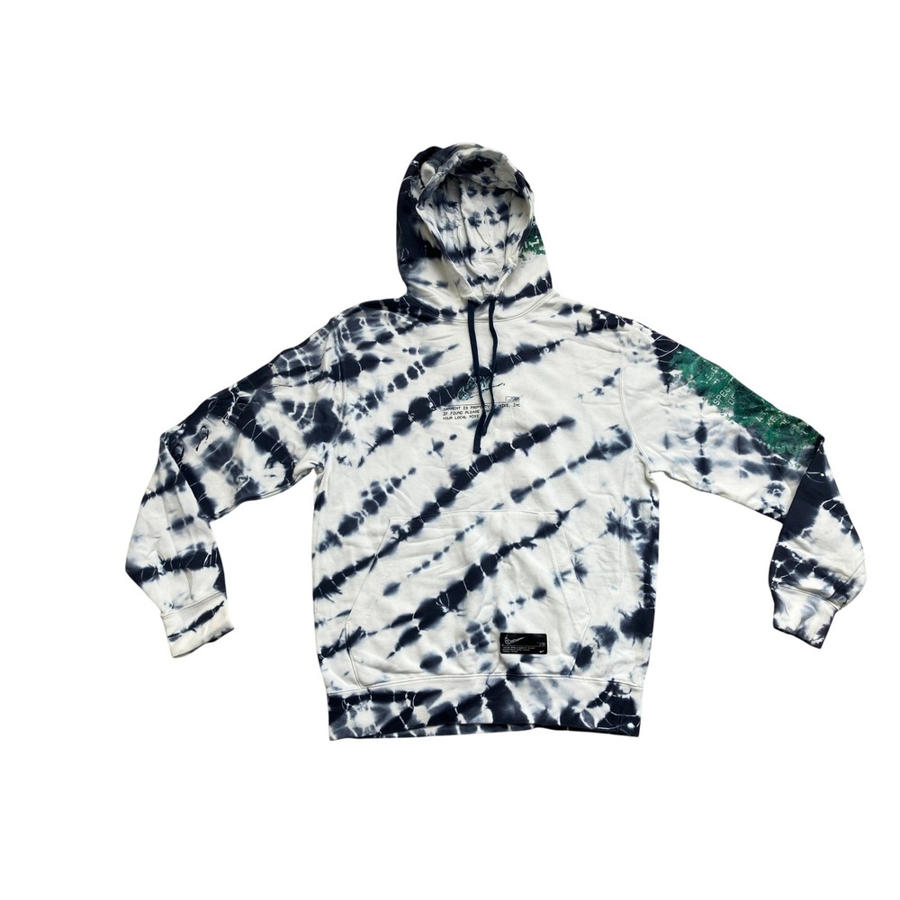 Nike‎ Sportswear Tie Dye Graphic Hoodie Black White Green Streetwear Mens L
